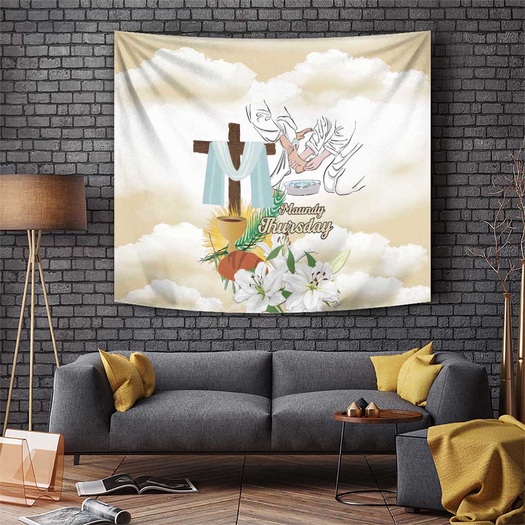 Happy Maundy Thursday Tapestry Jesus Christ Washing Feet