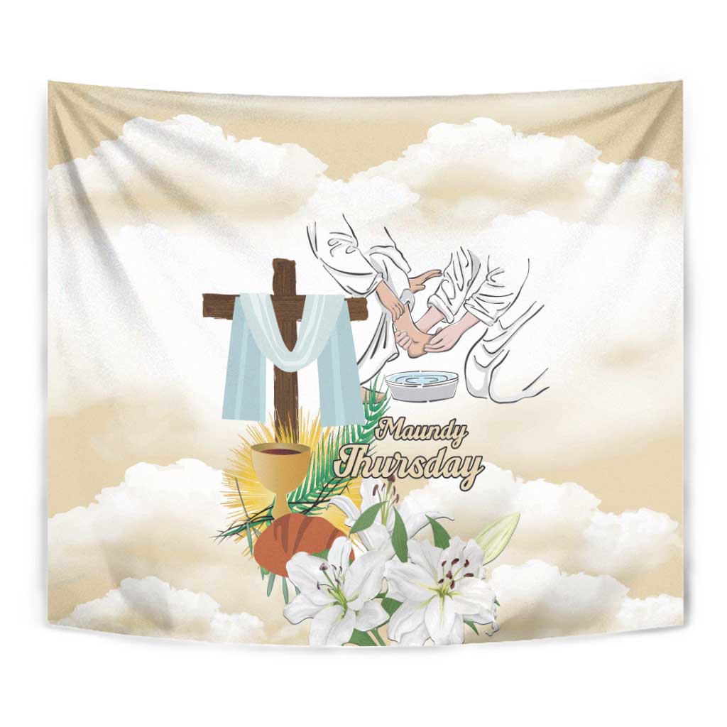 Happy Maundy Thursday Tapestry Jesus Christ Washing Feet