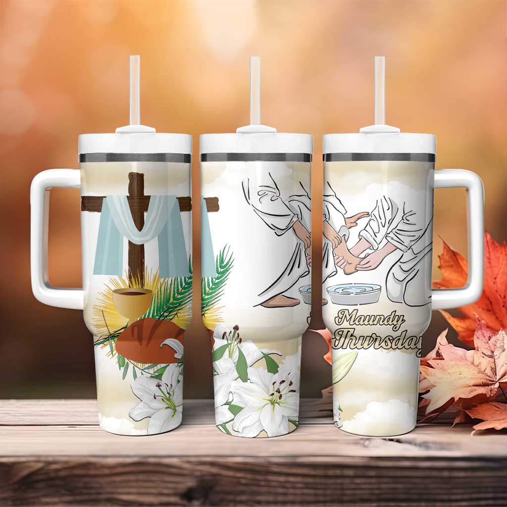 Happy Maundy Thursday Tumbler With Handle Jesus Christ Washing Feet