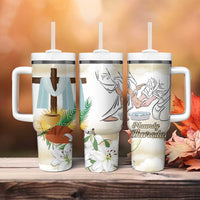 Happy Maundy Thursday Tumbler With Handle Jesus Christ Washing Feet
