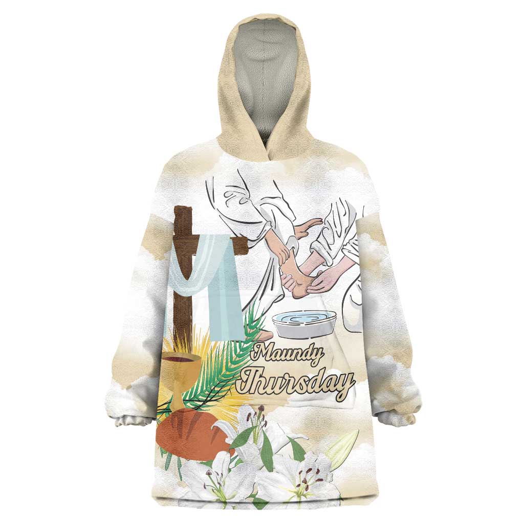 Happy Maundy Thursday Wearable Blanket Hoodie Jesus Christ Washing Feet