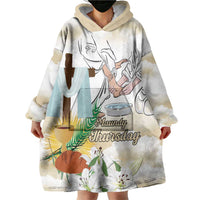 Happy Maundy Thursday Wearable Blanket Hoodie Jesus Christ Washing Feet
