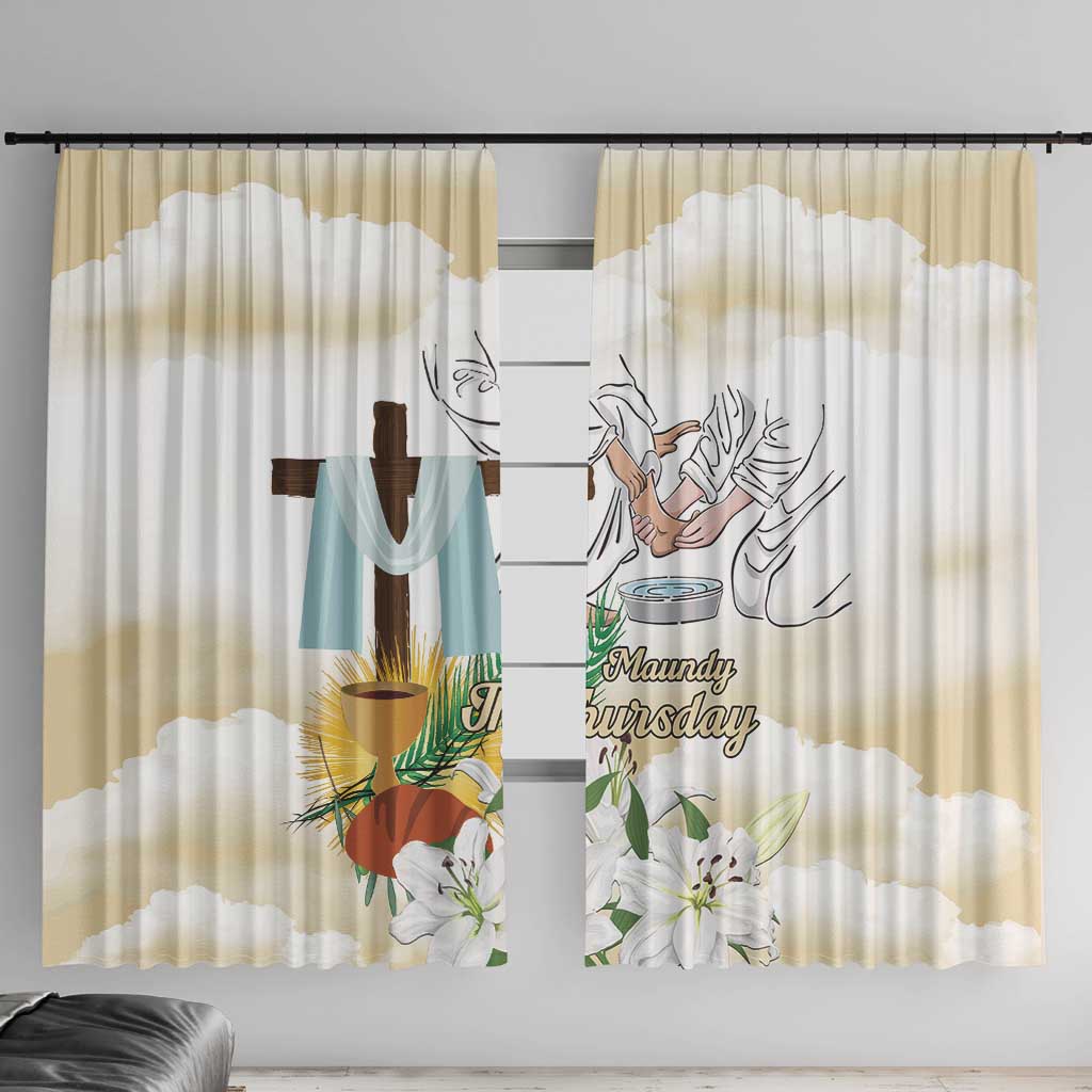 Happy Maundy Thursday Window Curtain Jesus Christ Washing Feet