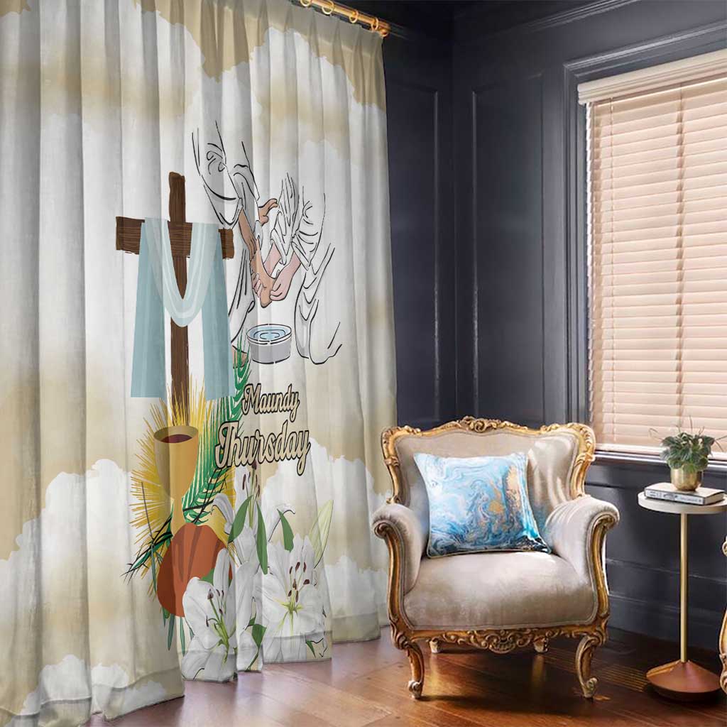 Happy Maundy Thursday Window Curtain Jesus Christ Washing Feet
