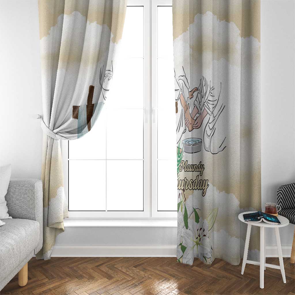 Happy Maundy Thursday Window Curtain Jesus Christ Washing Feet