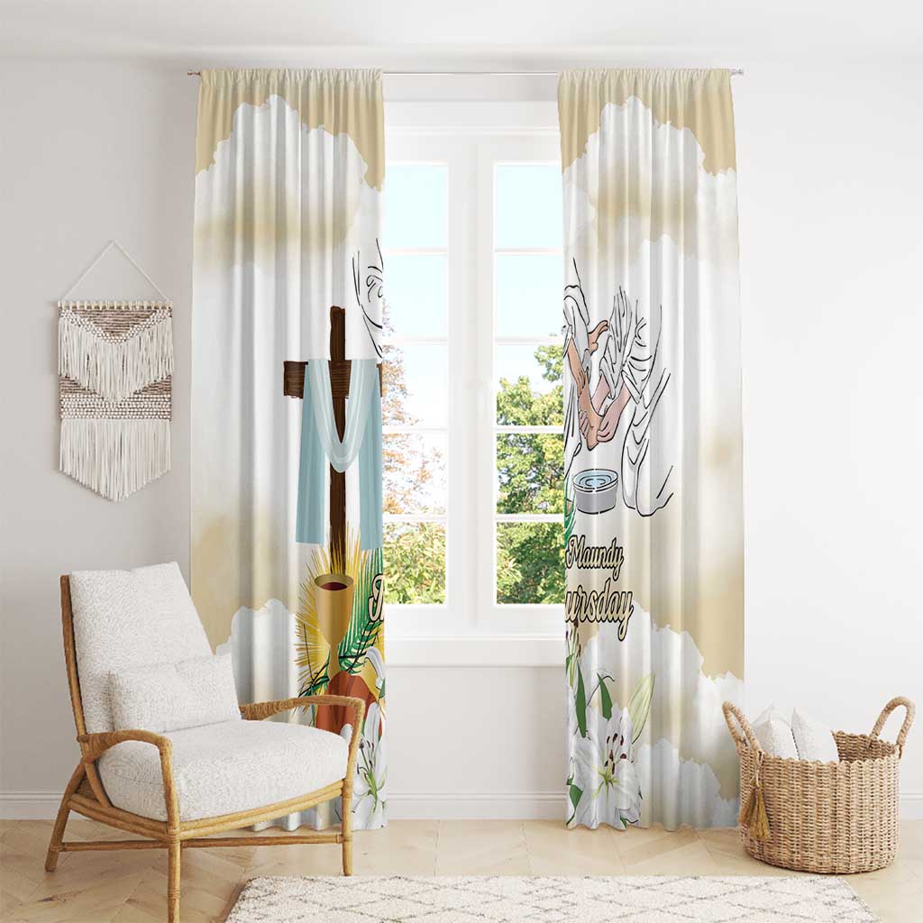 Happy Maundy Thursday Window Curtain Jesus Christ Washing Feet
