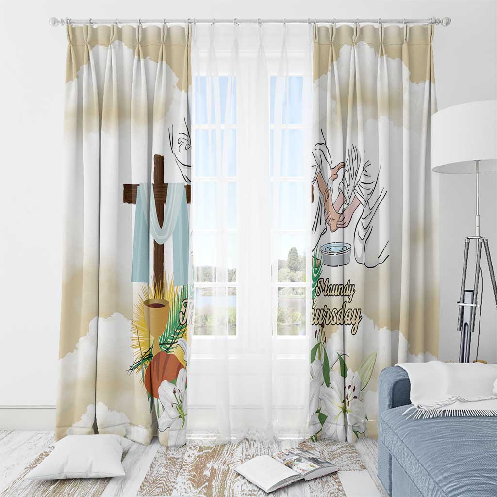 Happy Maundy Thursday Window Curtain Jesus Christ Washing Feet