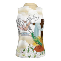 Happy Maundy Thursday Women Sleeveless Polo Shirt Jesus Christ Washing Feet
