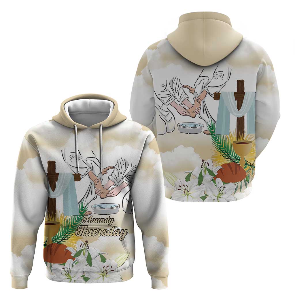 Happy Maundy Thursday Zip Hoodie Jesus Christ Washing Feet