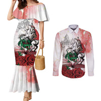 Happy Saint George's Day Couples Matching Mermaid Dress and Long Sleeve Button Shirt Diada de Sant Jordi