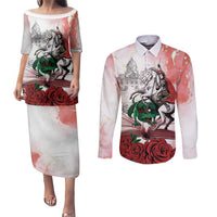 Happy Saint George's Day Couples Matching Puletasi and Long Sleeve Button Shirt Diada de Sant Jordi