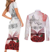 Happy Saint George's Day Couples Matching Short Sleeve Bodycon Dress and Long Sleeve Button Shirt Diada de Sant Jordi