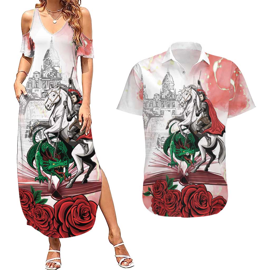 Happy Saint George's Day Couples Matching Summer Maxi Dress and Hawaiian Shirt Diada de Sant Jordi