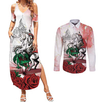 Happy Saint George's Day Couples Matching Summer Maxi Dress and Long Sleeve Button Shirt Diada de Sant Jordi
