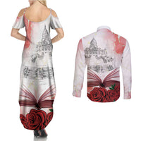 Happy Saint George's Day Couples Matching Summer Maxi Dress and Long Sleeve Button Shirt Diada de Sant Jordi