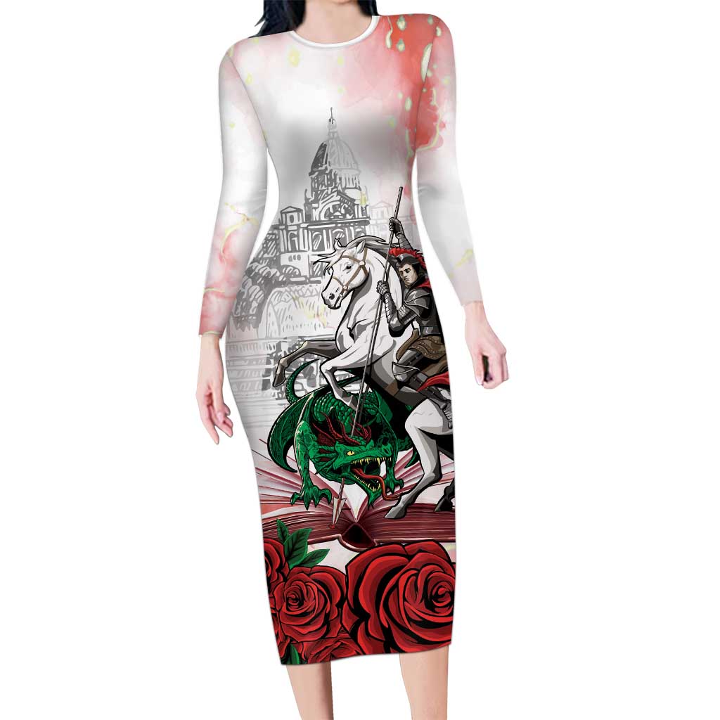 Happy Saint George's Day Family Matching Long Sleeve Bodycon Dress and Hawaiian Shirt Diada de Sant Jordi