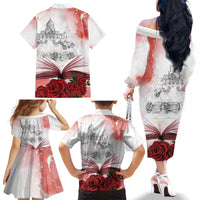 Happy Saint George's Day Family Matching Off The Shoulder Long Sleeve Dress and Hawaiian Shirt Diada de Sant Jordi