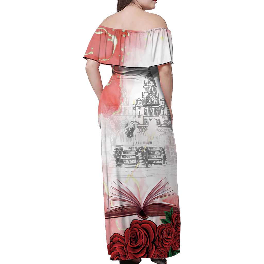 Happy Saint George's Day Family Matching Off Shoulder Maxi Dress and Hawaiian Shirt Diada de Sant Jordi