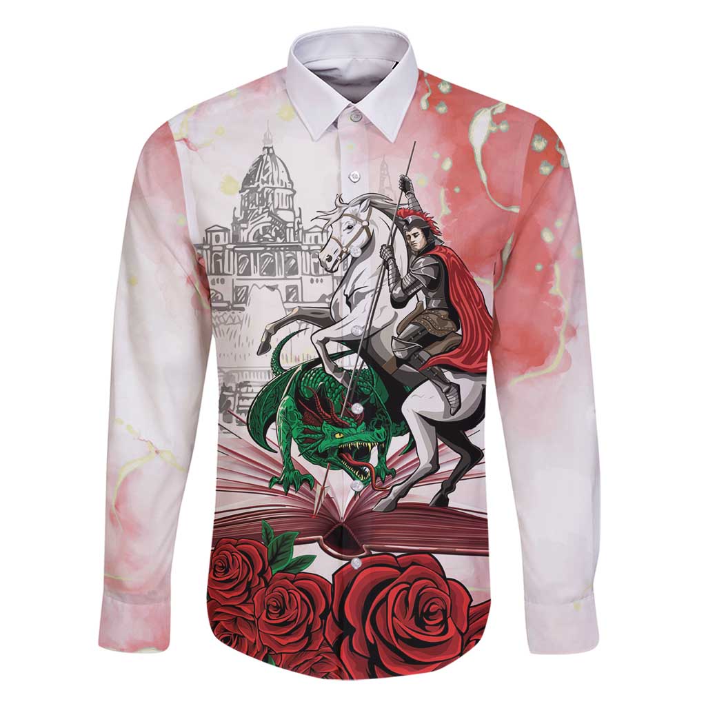 Happy Saint George's Day Family Matching Off Shoulder Short Dress and Hawaiian Shirt Diada de Sant Jordi