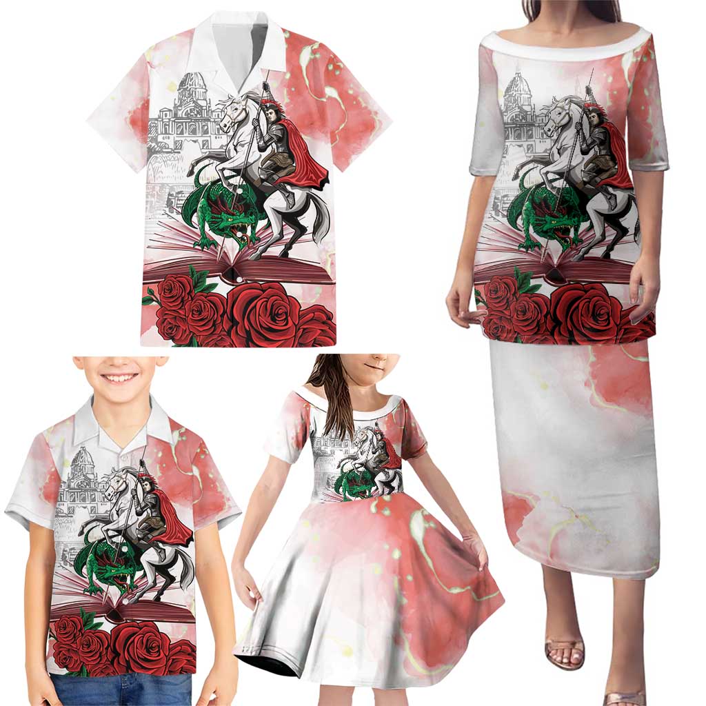 Happy Saint George's Day Family Matching Puletasi and Hawaiian Shirt Diada de Sant Jordi
