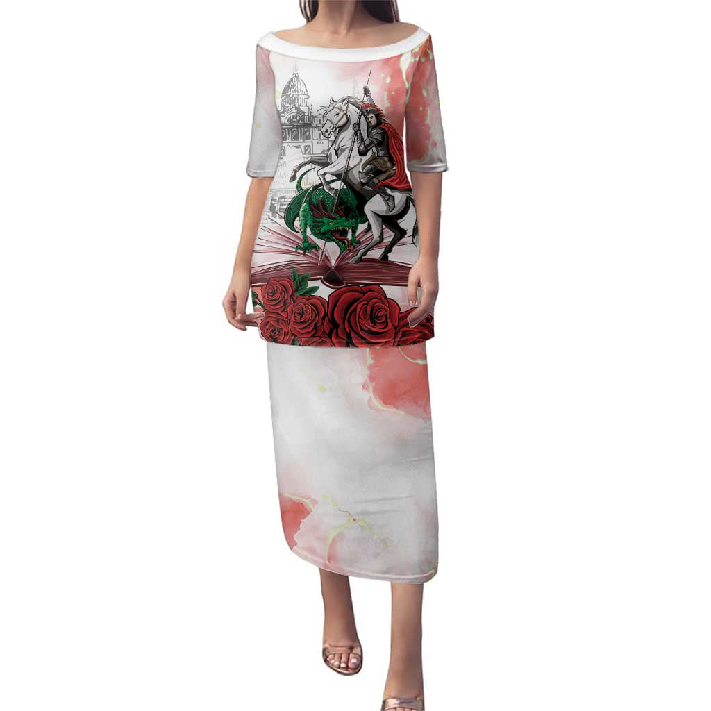Happy Saint George's Day Family Matching Puletasi and Hawaiian Shirt Diada de Sant Jordi