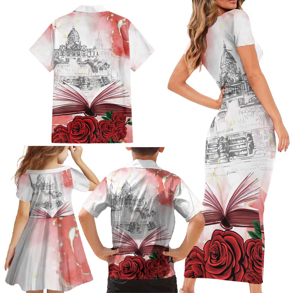 Happy Saint George's Day Family Matching Short Sleeve Bodycon Dress and Hawaiian Shirt Diada de Sant Jordi