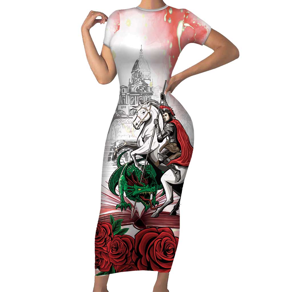 Happy Saint George's Day Family Matching Short Sleeve Bodycon Dress and Hawaiian Shirt Diada de Sant Jordi