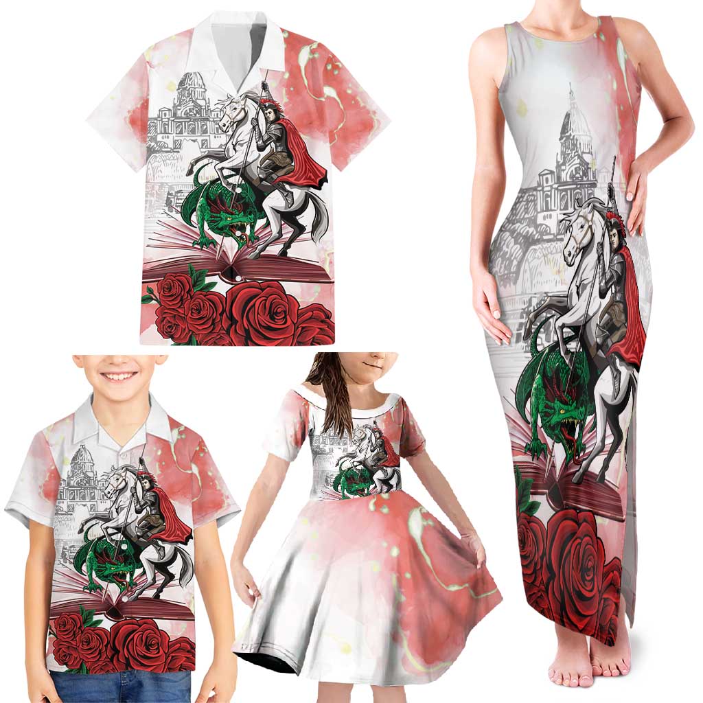 Happy Saint George's Day Family Matching Tank Maxi Dress and Hawaiian Shirt Diada de Sant Jordi