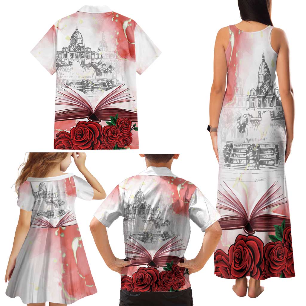 Happy Saint George's Day Family Matching Tank Maxi Dress and Hawaiian Shirt Diada de Sant Jordi