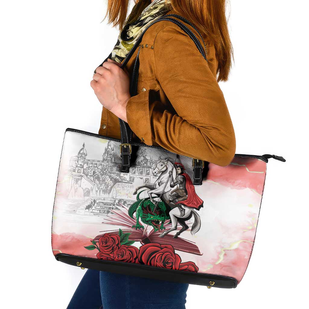 Happy Saint George's Day Leather Tote Bag Diada de Sant Jordi