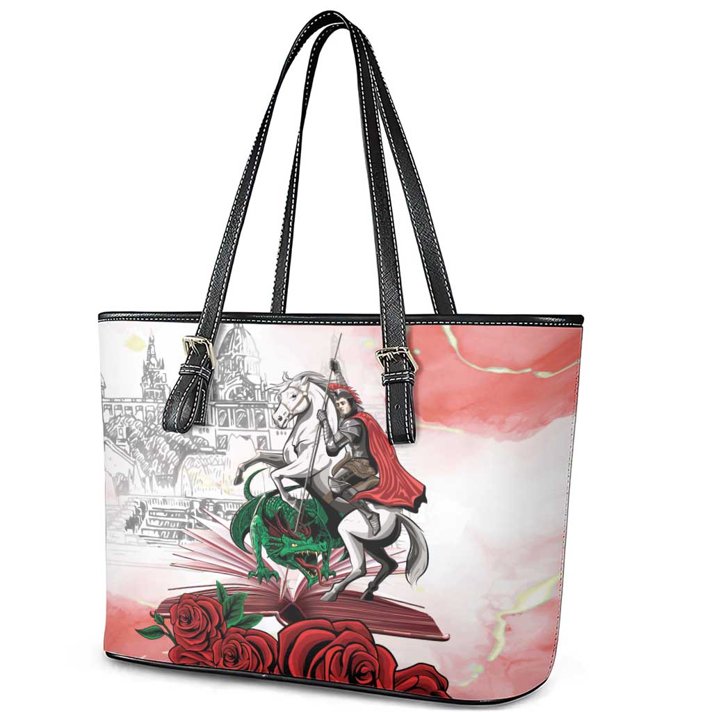 Happy Saint George's Day Leather Tote Bag Diada de Sant Jordi