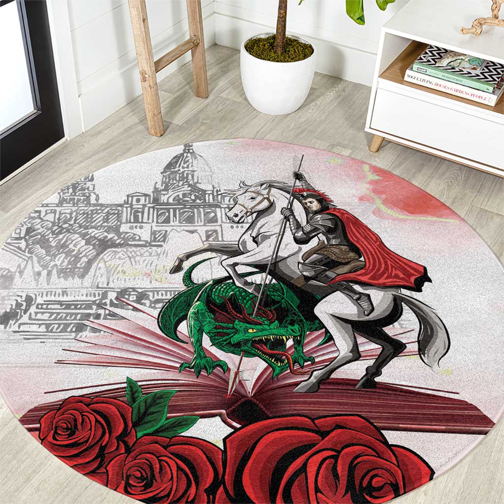 Happy Saint George's Day Round Carpet Diada de Sant Jordi