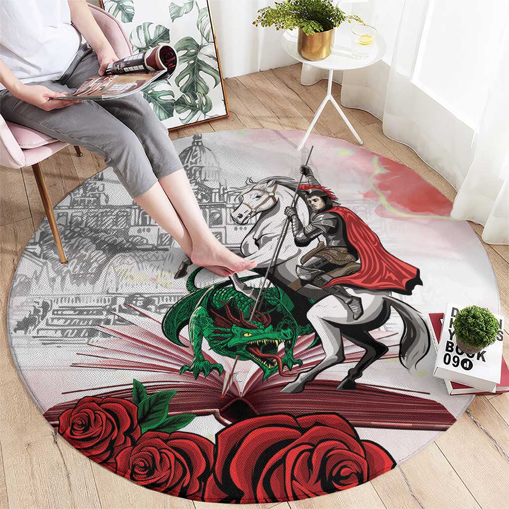 Happy Saint George's Day Round Carpet Diada de Sant Jordi