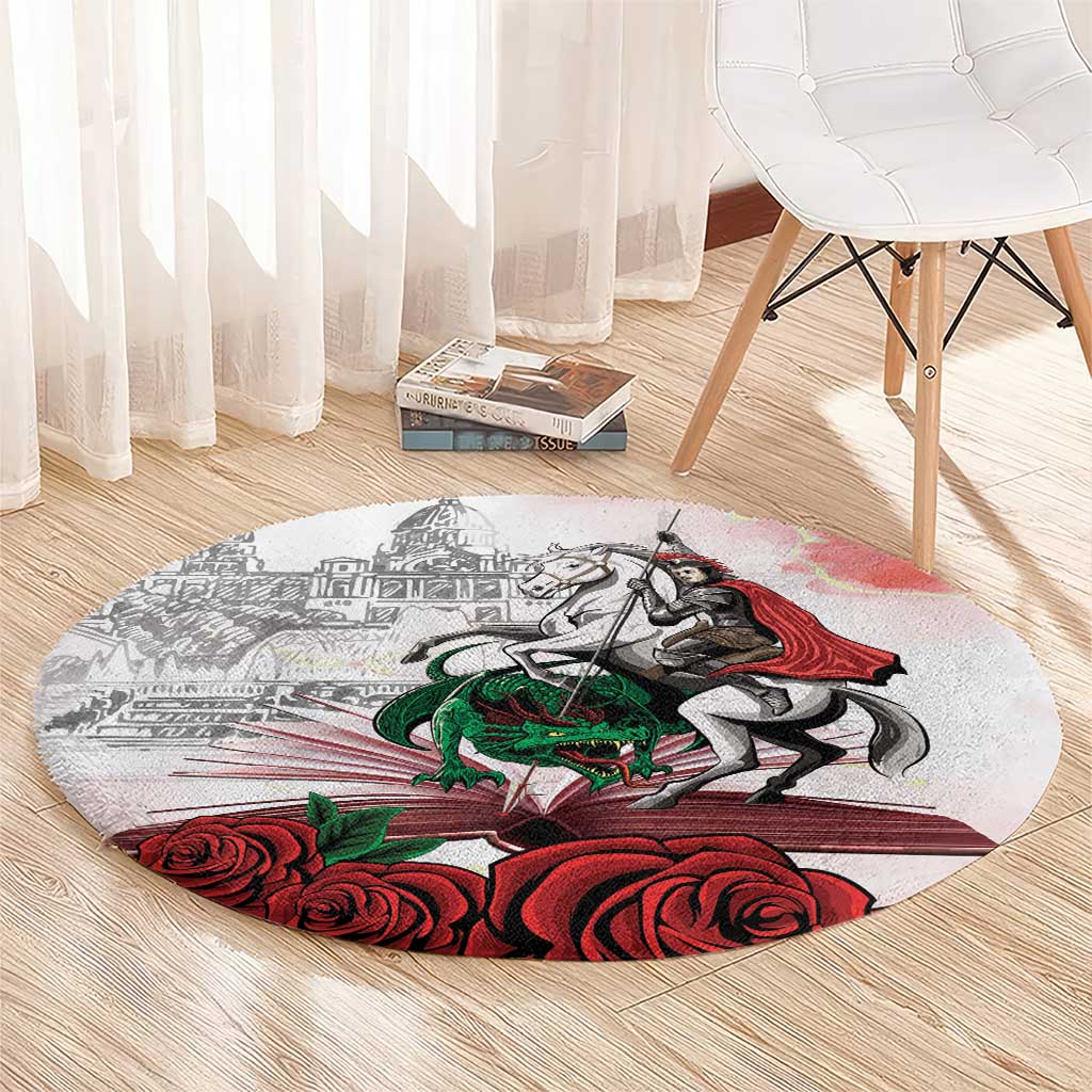Happy Saint George's Day Round Carpet Diada de Sant Jordi