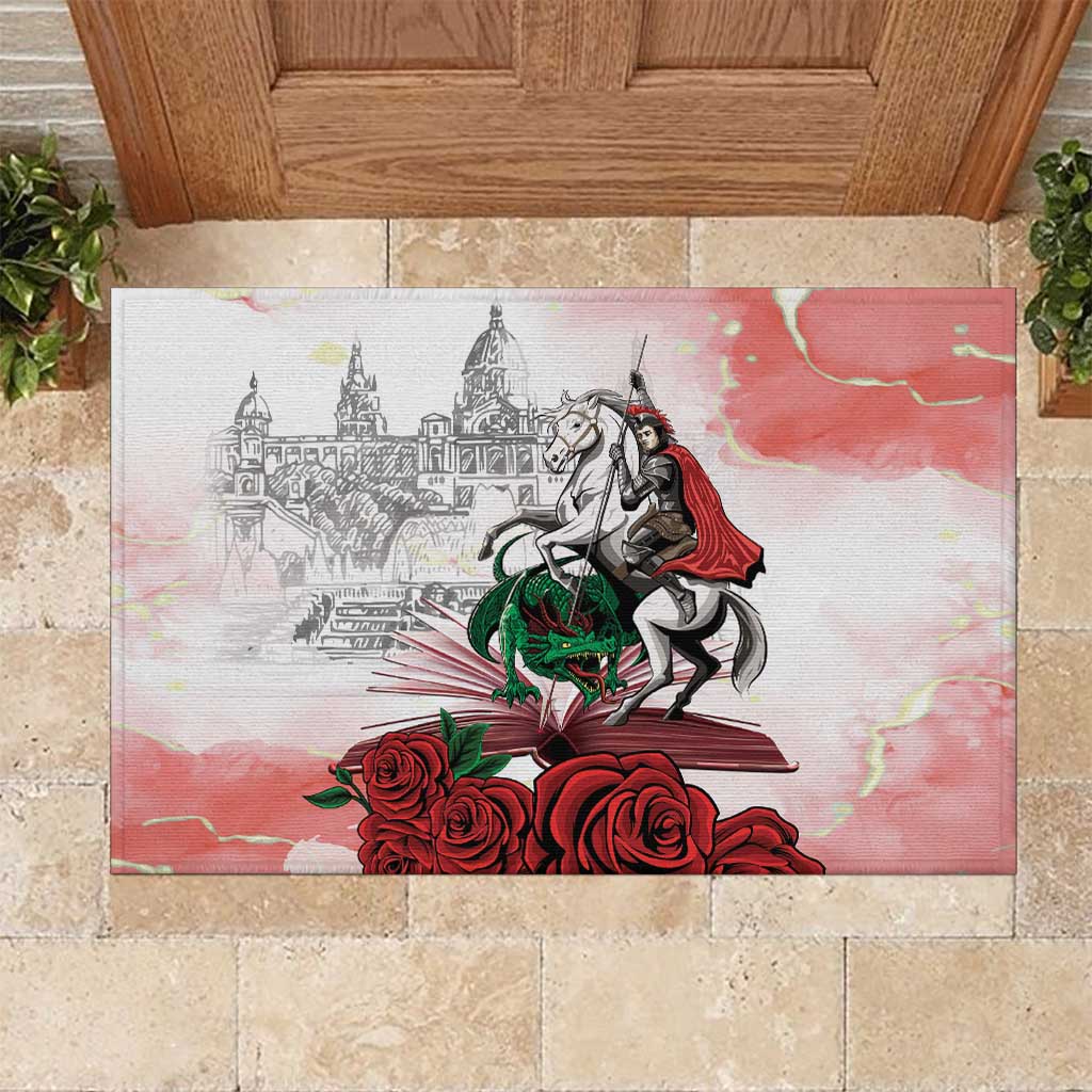 Happy Saint George's Day Rubber Doormat Diada de Sant Jordi