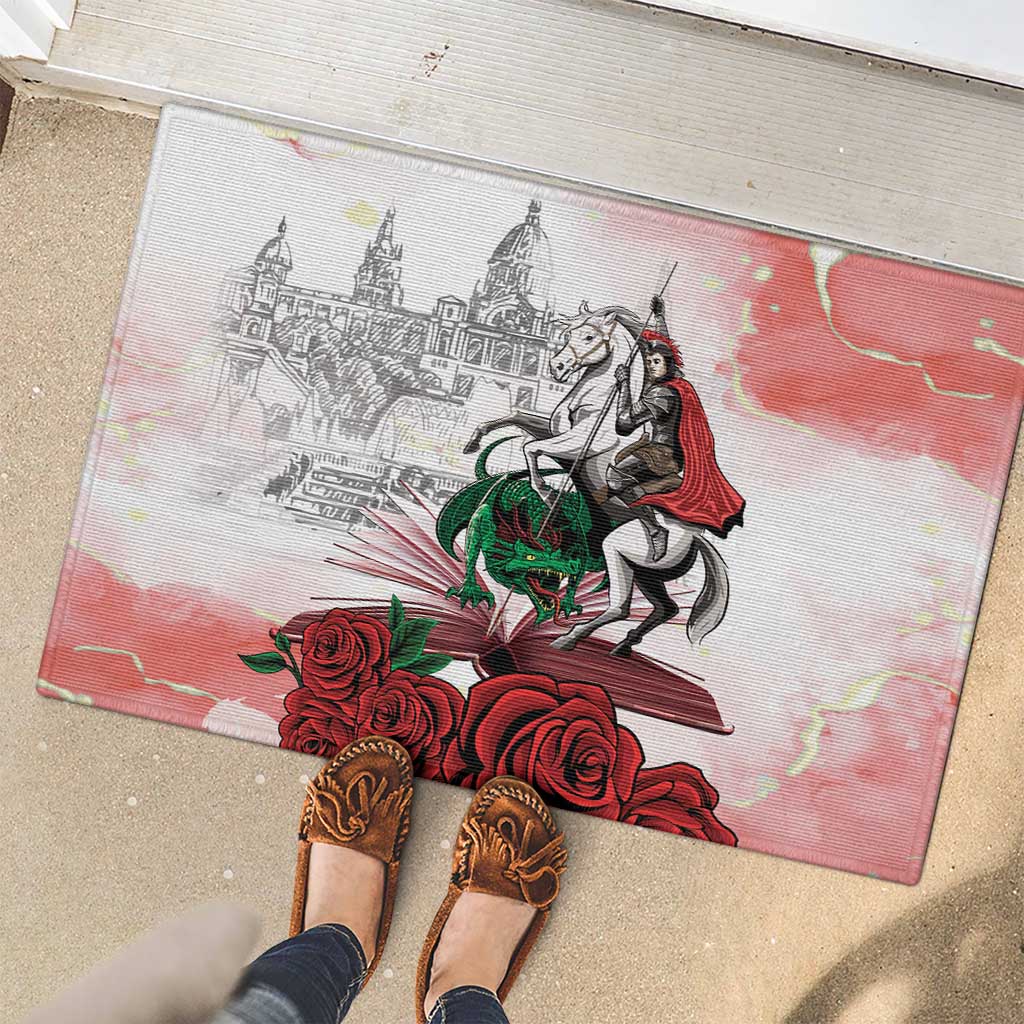 Happy Saint George's Day Rubber Doormat Diada de Sant Jordi