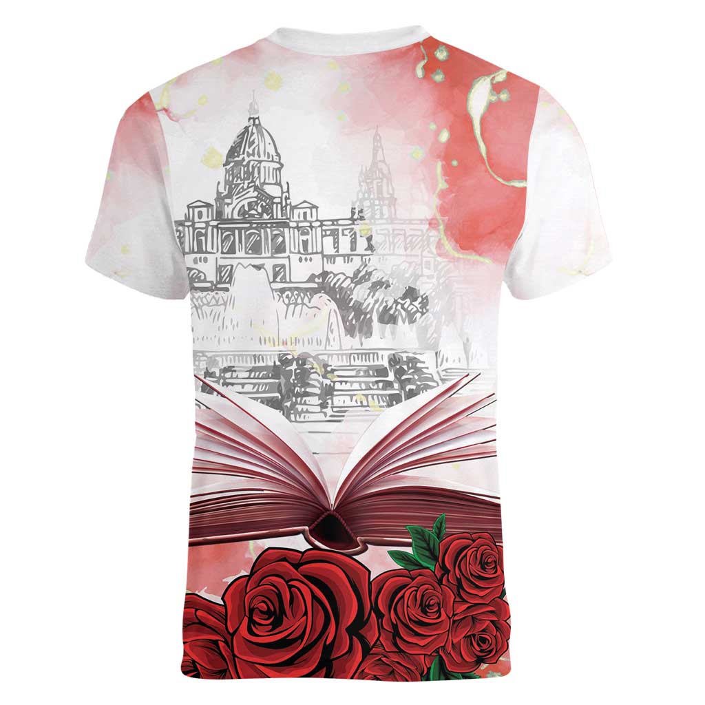 Happy Saint George's Day Women V-Neck T-Shirt Diada de Sant Jordi