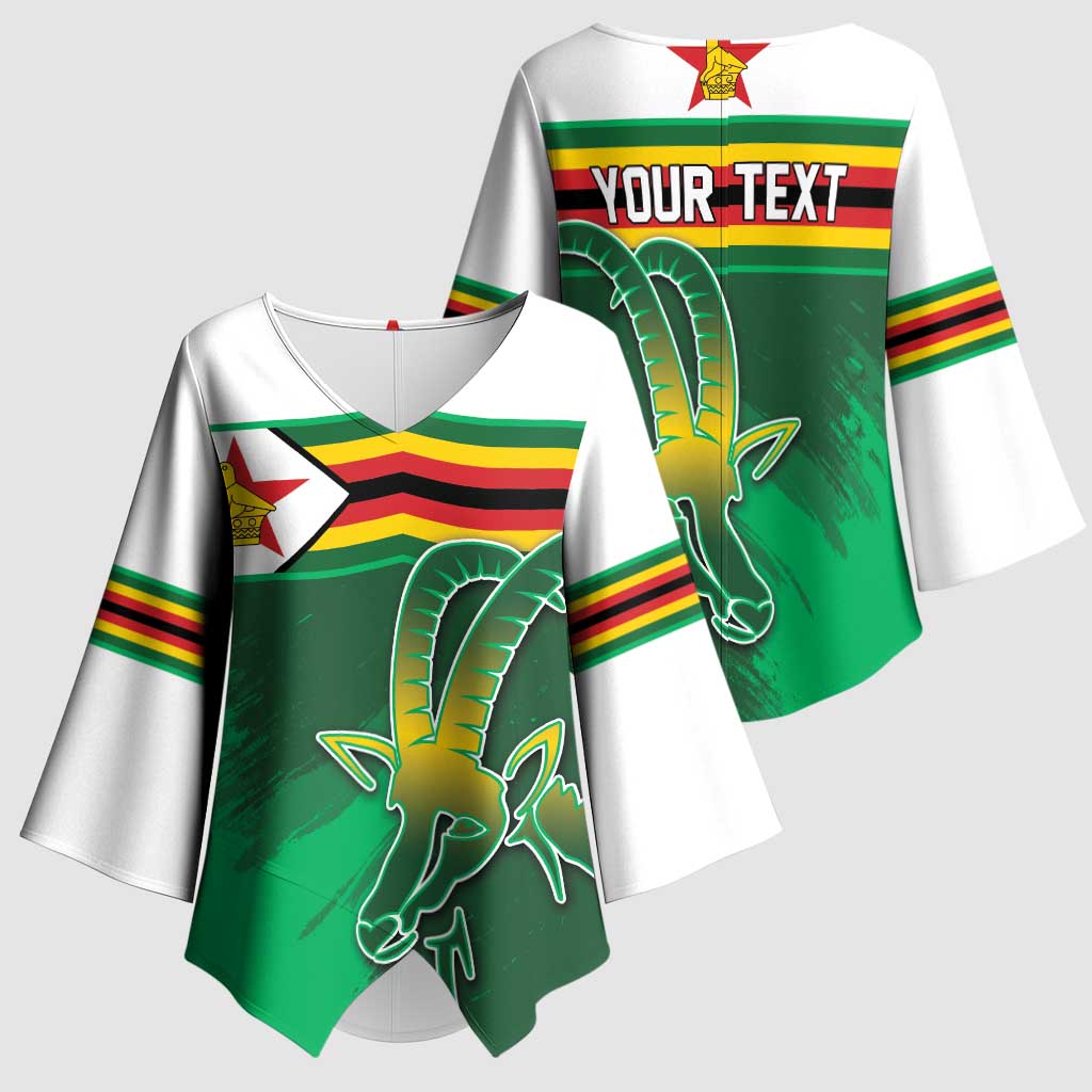 Zimbabwe Rugby Personalized Kimono Sleeve Blouse Charging Sables Spirit