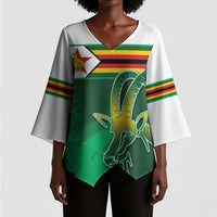 Zimbabwe Rugby Personalized Kimono Sleeve Blouse Charging Sables Spirit