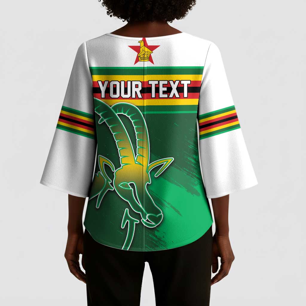 Zimbabwe Rugby Personalized Kimono Sleeve Blouse Charging Sables Spirit