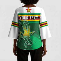 Zimbabwe Rugby Personalized Kimono Sleeve Blouse Charging Sables Spirit