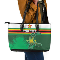 Zimbabwe Rugby Personalized Leather Tote Bag Charging Sables Spirit