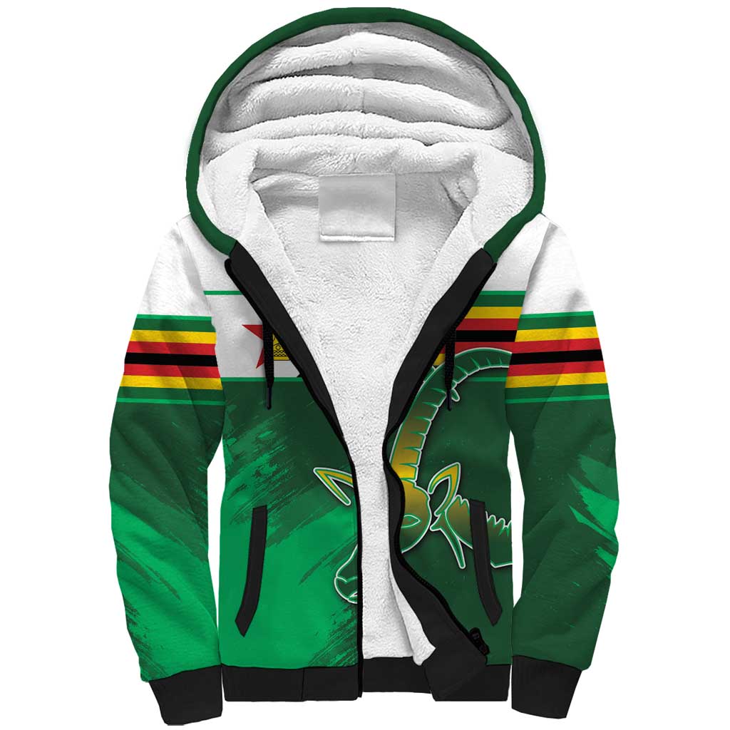 Zimbabwe Rugby Personalized Sherpa Hoodie Charging Sables Spirit