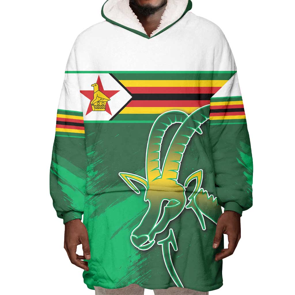 Zimbabwe Rugby Personalized Wearable Blanket Hoodie Charging Sables Spirit
