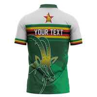 Zimbabwe Rugby Personalized Zipper Polo Shirt Charging Sables Spirit