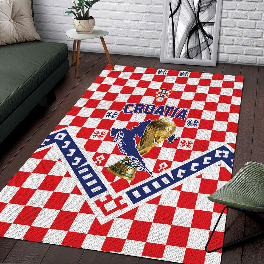 World Football Croatia Area Rug Fearless Red Check Power