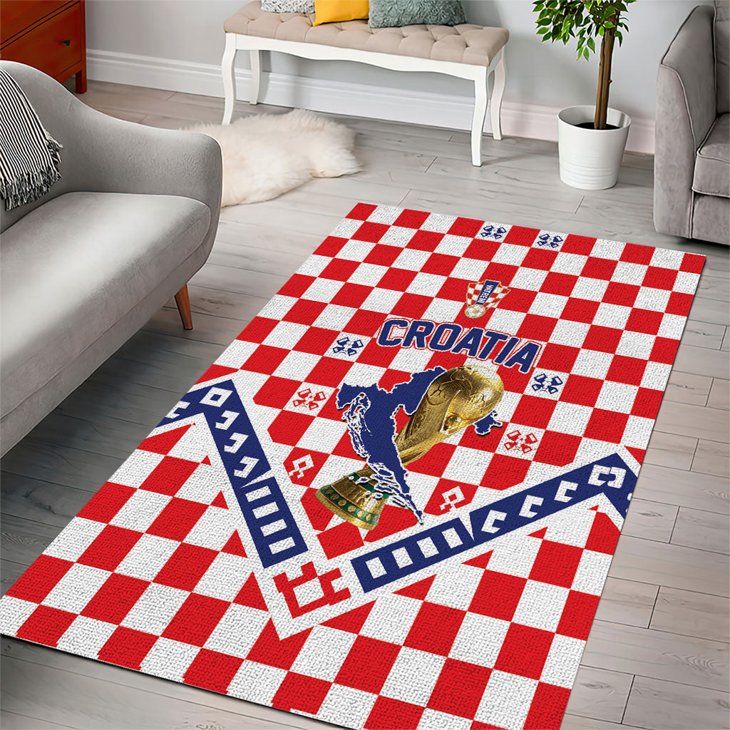 World Football Croatia Area Rug Fearless Red Check Power