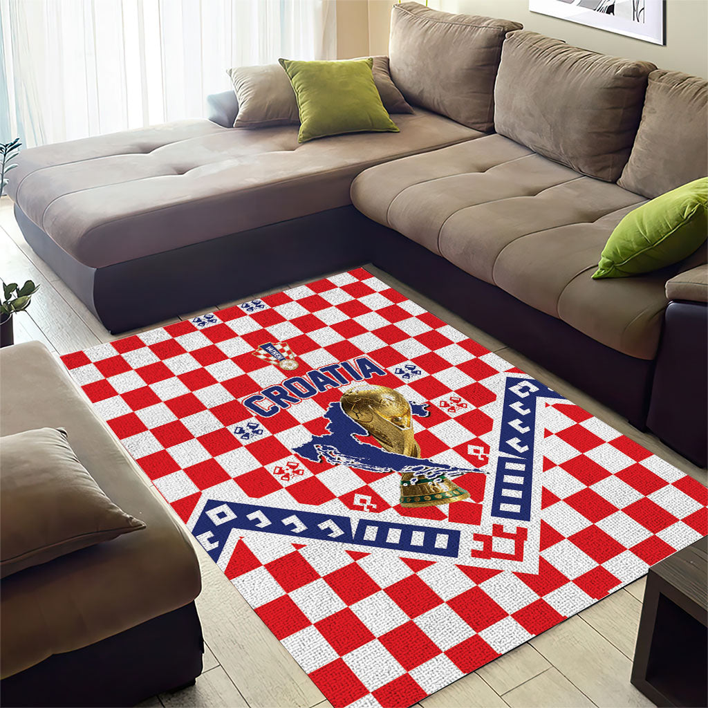 World Football Croatia Area Rug Fearless Red Check Power