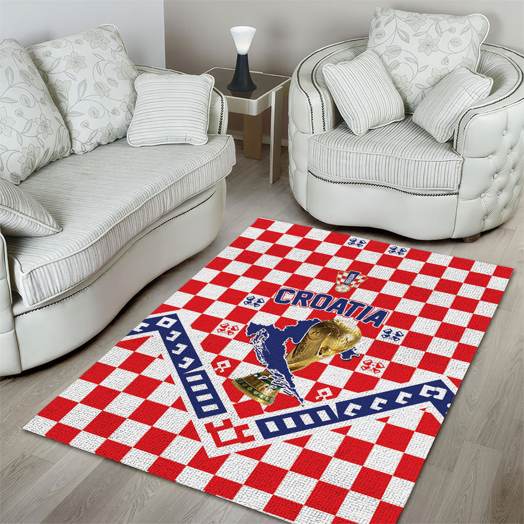World Football Croatia Area Rug Fearless Red Check Power