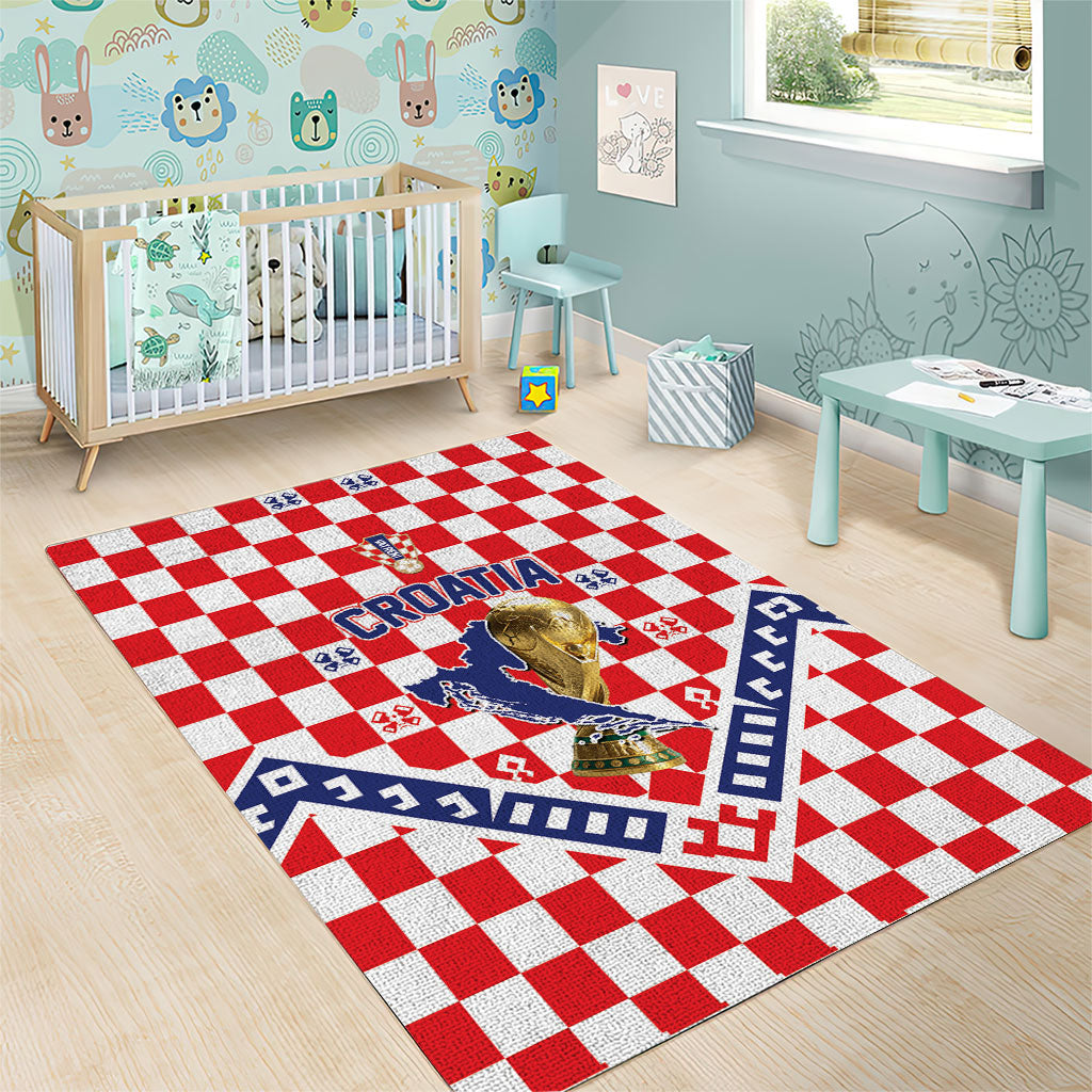 World Football Croatia Area Rug Fearless Red Check Power